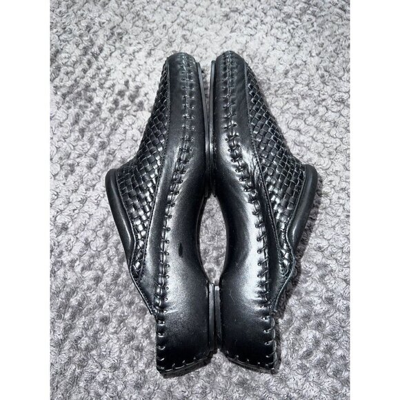 LARRY STUART COLLECTION Black Leather Weaved Mules Shoes Sz 9M Brazil - Picture 8 of 15